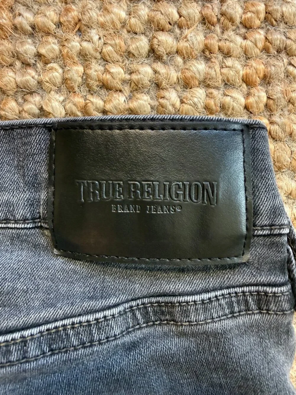 True Religion Tony Skinny Distressed Washed Black Jeans Mens Size 33